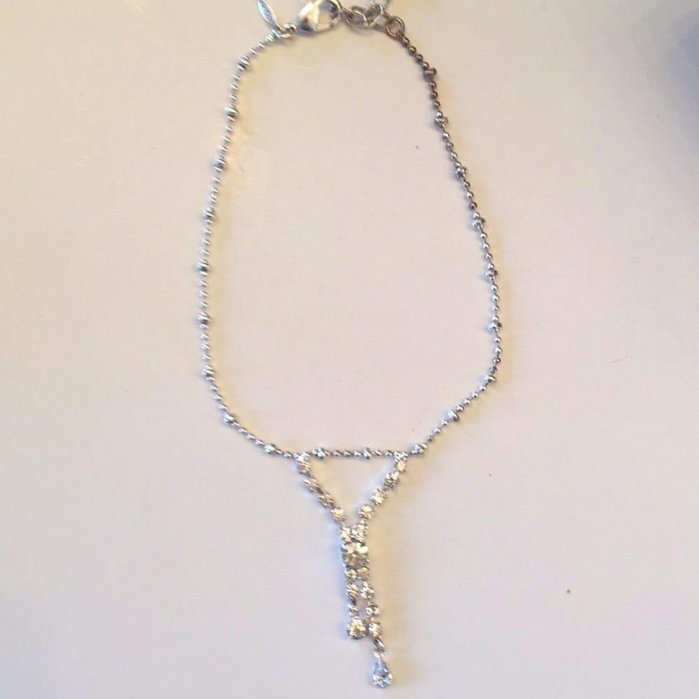 Vintage Avon Real Silver & Crystals Ankle Bracelet